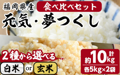 ＜選べる白米 or 玄米＞元気つくし・夢つくしの食べ比べセット(計10kg・各5kg×2袋)