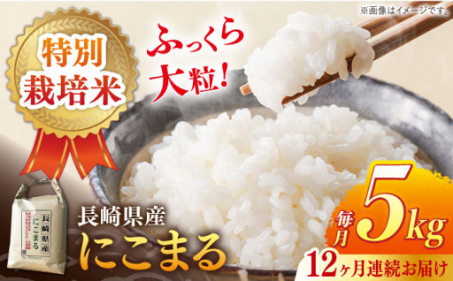 【1年間毎月5kgお届け！】長崎県産 特別栽培米 にこまる
