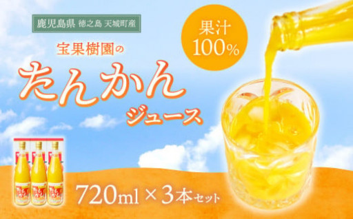 天城町産 果汁100％ 宝果樹園 タンカンジュース 3本セット 