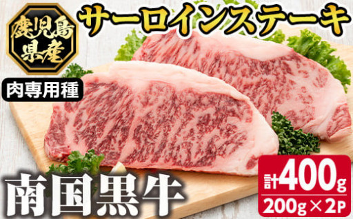 鹿児島県産南国黒牛(肉専用種)サーロインステーキ(計400g・200g×2パック)