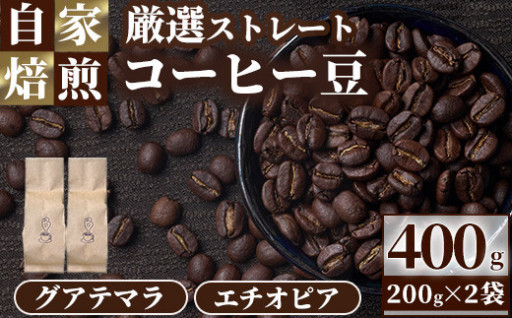 自家焙煎コーヒー豆　厳選ストレート2種400g（グアテマラ200g・エチオピア200g）