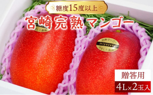 糖度１５度以上の特大４L宮崎完熟マンゴー２玉入