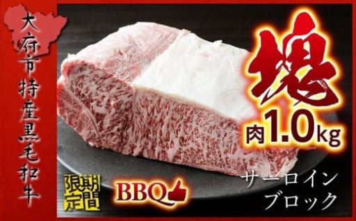 【期間・数量限定】大府市特産　A5黒毛和牛特選サーロイン塊肉　1.0kg