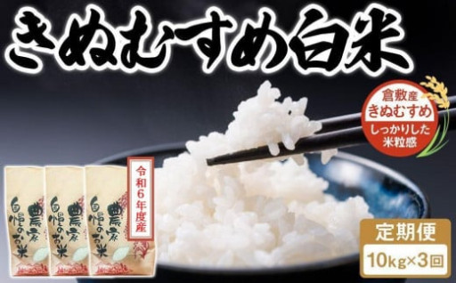 令和6年度産 【定期便】3回連続 岡山県倉敷市産 きぬむすめ 白米 計30kg 10kgｘ3回
