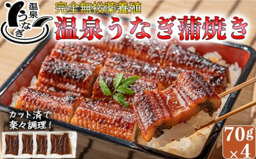 無投薬養殖！温泉うなぎ蒲焼（カット）70g×4
