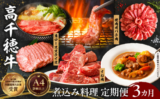 【宮崎県高千穂町】高千穂牛煮込み料理3か月定期便