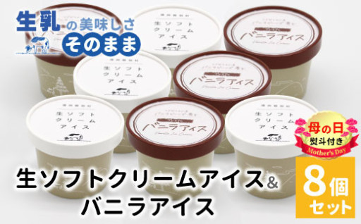 母の日に♪ 生ソフトクリーム＆バニラアイス 8個