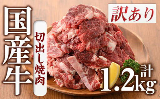＜訳あり＞国産牛切出し焼肉(計1.2kg)