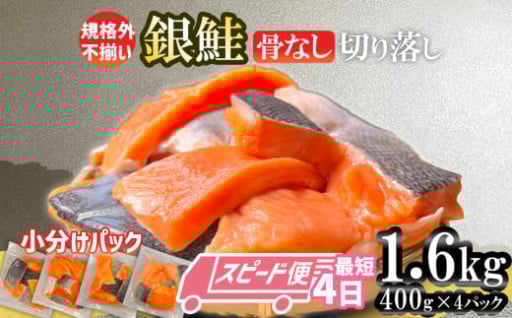 【最短4日スピード発送】 訳あり 銀鮭 骨なし 1.6kg 切り落とし 小分け (400gｘ4パック) 