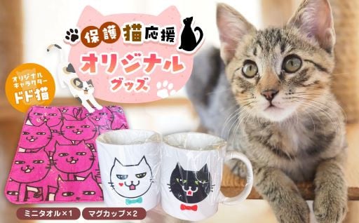 オリジナル　猫のマグカップ(2個)とミニタオルのセット