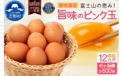 【12ヶ月定期便】”忍野の卵”旨味のピンク玉