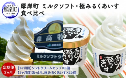 厚岸町　ミルクソフト・極みるくあいす食べ比べ