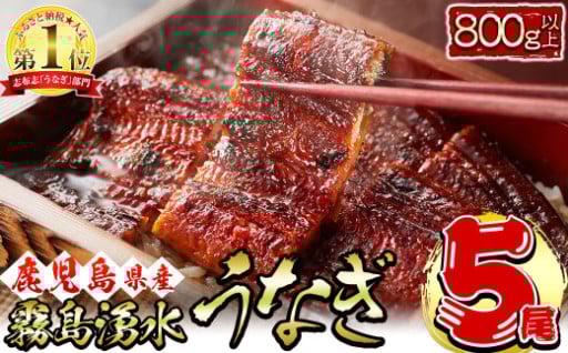 【数量限定】【お礼の品人気No1】霧島湧水鰻の蒲焼き 160g以上×5尾＜計800g以上＞