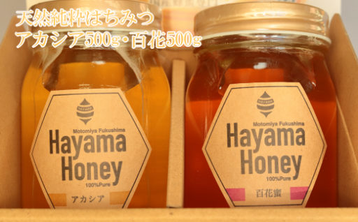 天然純粋はちみつ アカシア500g・百花500g
