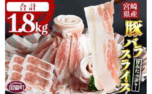 ＜宮崎県産豚バラスライス 合計1.8kg＞