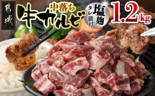都城市より～牛中落ちカルビ 塩麹タレ漬け1.2kg