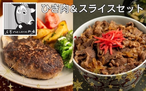 【新着返礼品】ブラウンスイス牛 ひき肉＆スライスセット　
