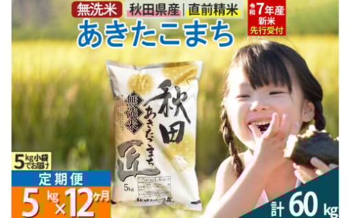 あきたこまち無洗米5kgが毎月届く！！（1年間）