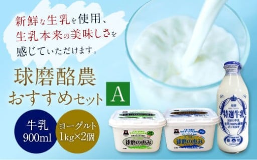 球磨酪農おすすめセットA （瓶牛乳&ヨーグルト加糖・砂糖不使用）
