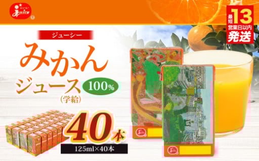 ジューシー みかんジュース 100％ (学給) 125ml×40本