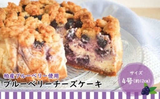 柏市産のブルーベリーをたっぷり使ったチーズケーキです。