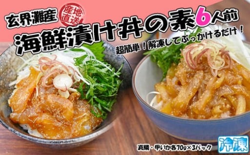 玄界灘産 海鮮漬け丼の素【真鯛・甲いか各3人前】