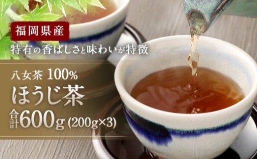 福岡県産 八女茶 100％ ほうじ茶 600g(200g×3袋) 