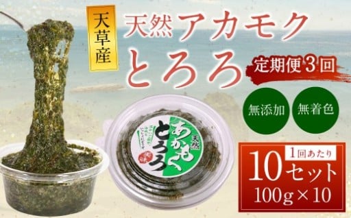 【3回定期便】天草産 天然 アカモク とろろ （100g ×10セット） 合計3kg 