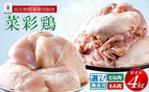 発送月が選べる！岩手県産 「菜彩鶏」４kgセット