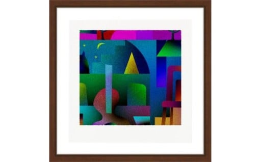 【絵画】 ピエゾグラフ 「夜と猫」
