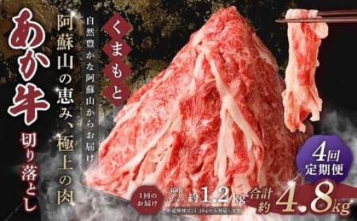 【 4回 定期便 】くまもと あか牛 切り落とし 1.2kg×4回