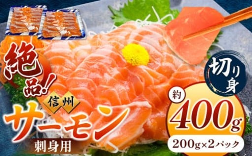 超希少 国産 信州 サーモン 切り身 刺身用 約200g × 2 パック 計約400g