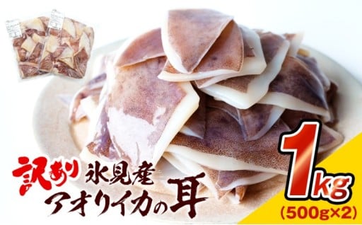 【訳あり】 氷見産 アオリイカの耳（エンペラ） 1kg 〈冷凍〉