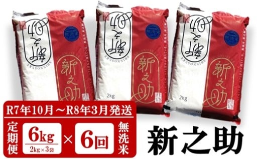 【新米定期便】新之助 無洗米 6kg×6回