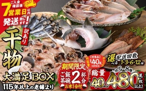 ＜訳あり＞ 数量限定・お米1合付き 干物大満足BOX (40尾以上・5-8種)
