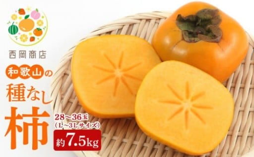 【2025年発送】和歌山の たねなし柿 秀品 約7.5Kg Ｌ～３Ｌ