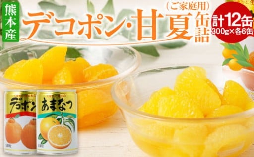 デコポン ･ 甘夏 缶詰 (ご家庭用) 300g×各6缶ずつ 合計3.6kg 12缶