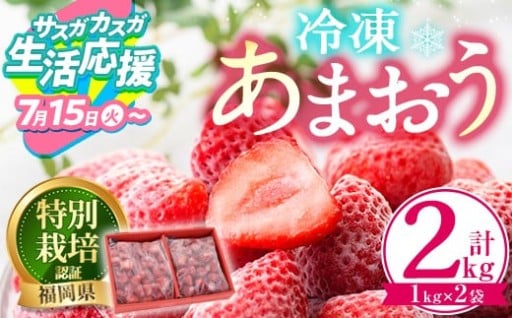 【期間限定】冷凍あまおう(計2kg・1kg×2袋)