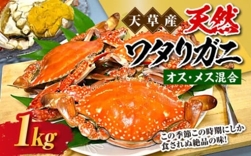 天草産 天然ワタリガニ オス・メス混合 1kg 3～6杯