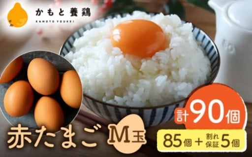 赤たまご M玉 90個（85個＋5個割れ保証）【農事組合法人 鹿本養鶏組合】 