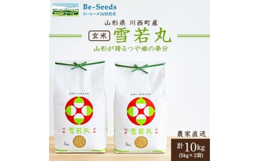 《先行受付》令和7年産　山形県産　雪若丸　玄米　10kg(5kg×2袋)【1660788】
