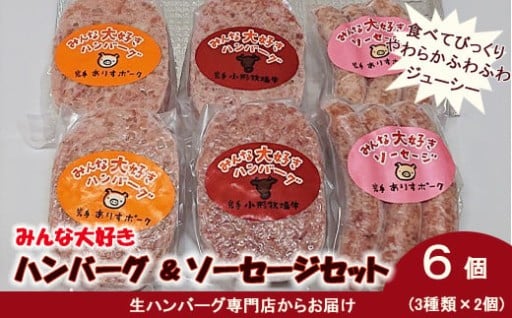 みんな大好き ハンバーグ （ビーフ・ポーク）& ソーセージ セット