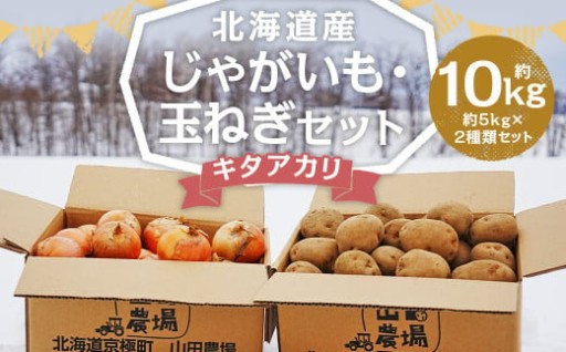 北海道産 じゃがいも キタアカリ 玉ねぎ セット M～2Lサイズ混載 各約5kg 合計約10kg 2箱