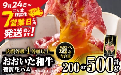 ＜内容量が選べる！＞おおいた和牛 生ハム (計200g・計500g)