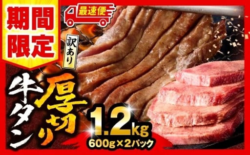 【宮崎県宮崎市】🔥特別規格！《訳あり》厚切り 牛タン 塩味 計1.2kg🔥