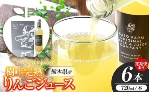 秋に堪能したい！栃木県矢板市産 樹上完熟100％りんごジュース 720ml×6本入