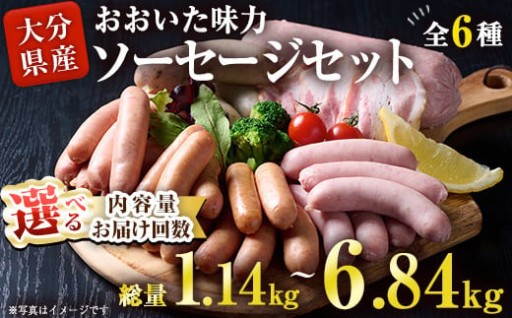 ＜内容量・お届け回数が選べる！＞おおいた 味力 ソーセージセット(総量1.14kg～6.84kg)