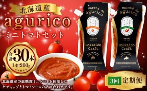 【3回定期便】agurico ミニトマトセット 《ケチャップ・ソース:各200g×5本 計10本×3回》