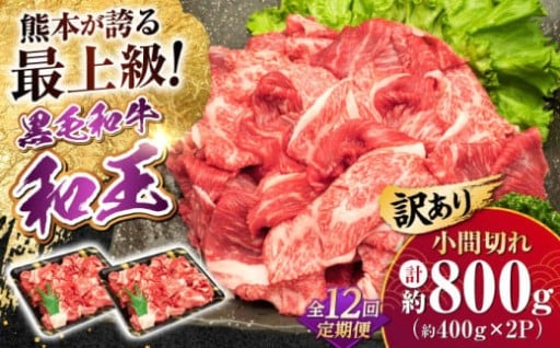 【12回定期】訳あり熊本産A5等級 和王赤身小間切れ 計約9.6kg
