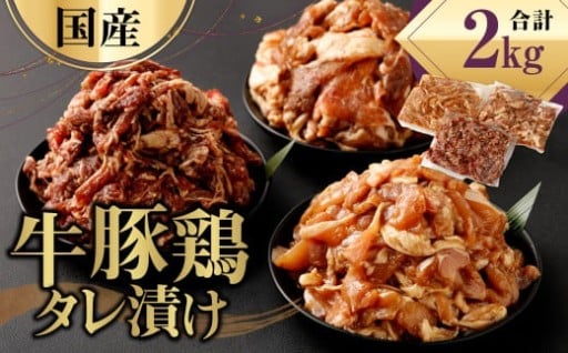 国産 牛 豚 鶏 タレ漬け 計2kg